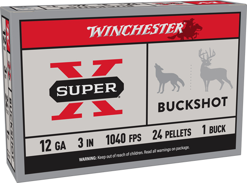 AXB1231_1.jpg WINCHESTER SUPER-X 12GA 3" - #1 BUCK 24 PELLETS 5RD 50BX/CS - Image 1