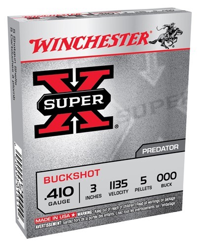 AXB413_1_1.jpg WINCHESTER SUPER-X 410 3" 000 - BUCK 5 PELLET 5RD 50BX/CS - Image 1