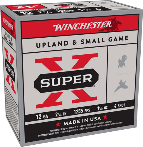 AXU12H4_1.jpg WINCHESTER SUPER-X 12GA 2.75" - 1-1/8OZ #4 1255FPS 250RD CASE - Image 1