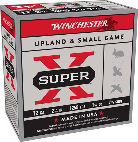 AXU12H7_1.jpg WINCHESTER SUPER-X 12GA 2.75" - 1-1/8OZ #7.5 1255FPS 250R CASE - Image 1