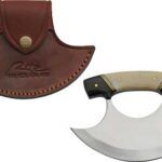 SZCO RITE EDGE 6" HORN & BONE - HANDLE ULU W/LEATHER SHEATH