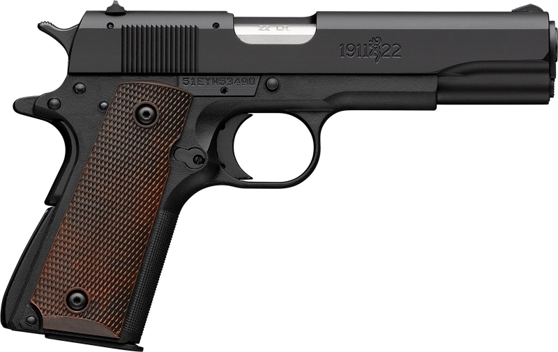 G051063490-1.jpg BROWNING 1911-22 A1 POLY 22LR - FS 4.25" BLACK/BROWN GRIPS - Image 1