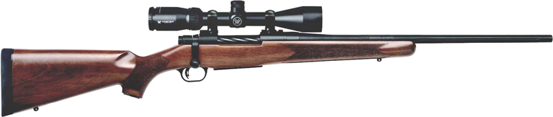G28213-1.jpg MOSSBERG PATRIOT 400 LEGEND - 20" THREADED 3-9X40 MAT WALNUT - Image 1