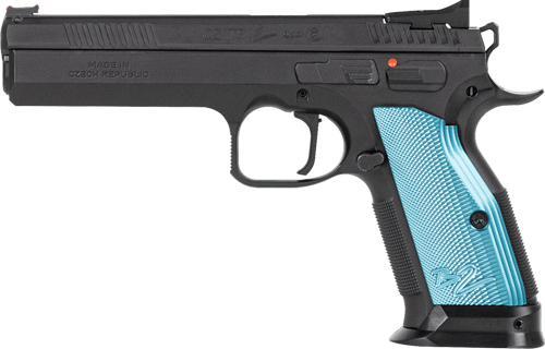 G91220.jpg CZ TS2 SA 9MM FS 20RD - BLACK POLYCOAT BLUE GRIP - Image 1