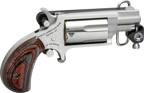GNAA22MSBBS.jpg NAA MINI-REVOLVR 22WMR 1-1/8" - S/S MATTE WOOD W/BELT BUCKLE - Image 1
