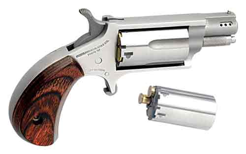 GNAA22MSCP.jpg NAA MINI-REVOLVER COMBO 1-1/8" - 22LR/22WMR S/S PORTED WOOD - Image 1