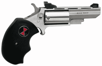 NAA "BLACK WIDOW" MINI-REVOLVR - 22WMR 2" AS S/S BLACK RUBBER