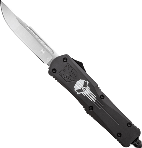 LBPUNFS3DNS-1.jpg COBRATEC LARGE FS3 OTF BLACK - PUNISHER 3.5" D2 STEEL DRP PNT - Image 1