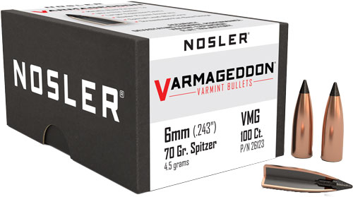 N26123_1.jpg NOSLER BULLETS 6MM .243 - 70GR VARMAGEDDON TIPPED 100CT - Image 1