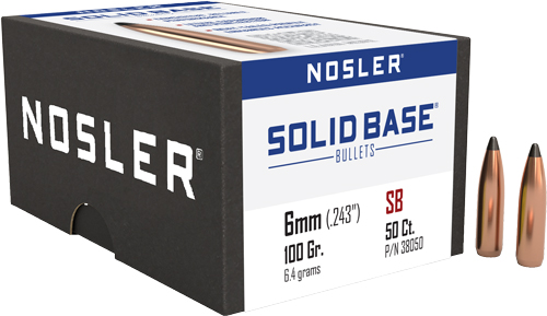 N38050_1.jpg NOSLER BULLETS 6MM .243 - 100GR SOLID BASE SP 50CT - Image 1