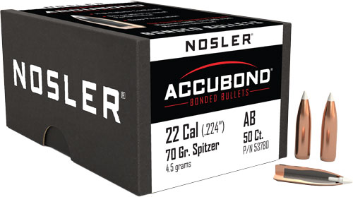 N53780_1.jpg NOSLER BULLETS .22 CAL .224 - 70GR ACCUBOND 50CT - Image 1