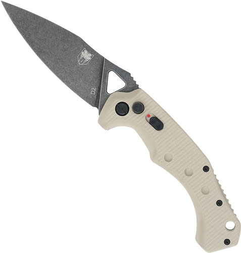 TANAFRYK.jpg COBRATEC RYKER AUTO FOLDER - 3.75" TAN/BLACK STNWSH D2 BLD - Image 1