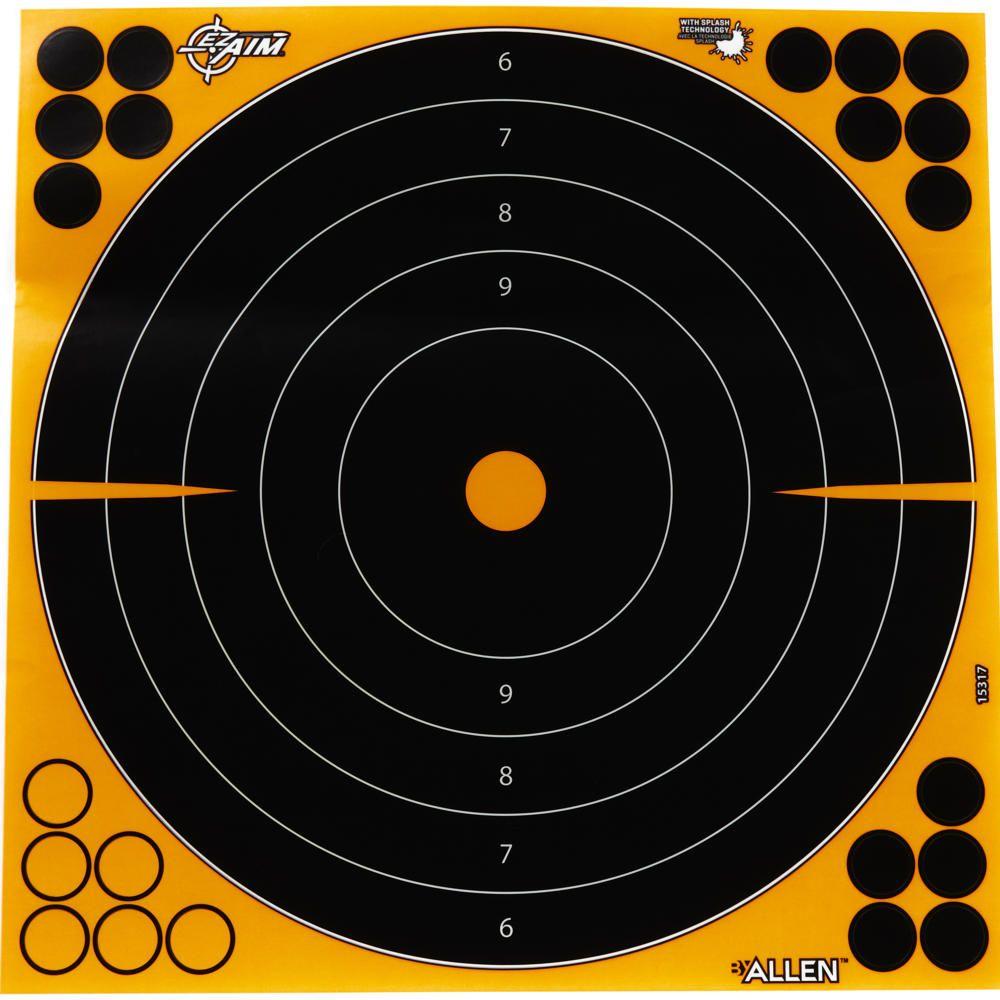 https3A2F2Fmedia.chattanoogashooting.com2Fimages2Fproduct2FAN15317252FAN1531725.jpg Allen EZ Aim Adhesive Splash Bullseye Target 12" Black and Yellow 25 Pack - Image 1