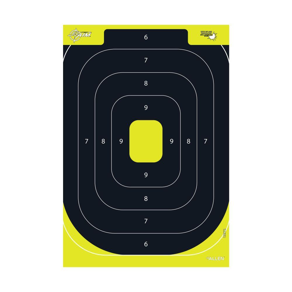 https3A2F2Fmedia.chattanoogashooting.com2Fimages2Fproduct2FAN15372302FAN1537230.jpg Allen EZ Aim Splash Reactive Paper Target IPSC Silhouette 12.5"x18.25" Yellow and Black 30 per Pad - Image 1