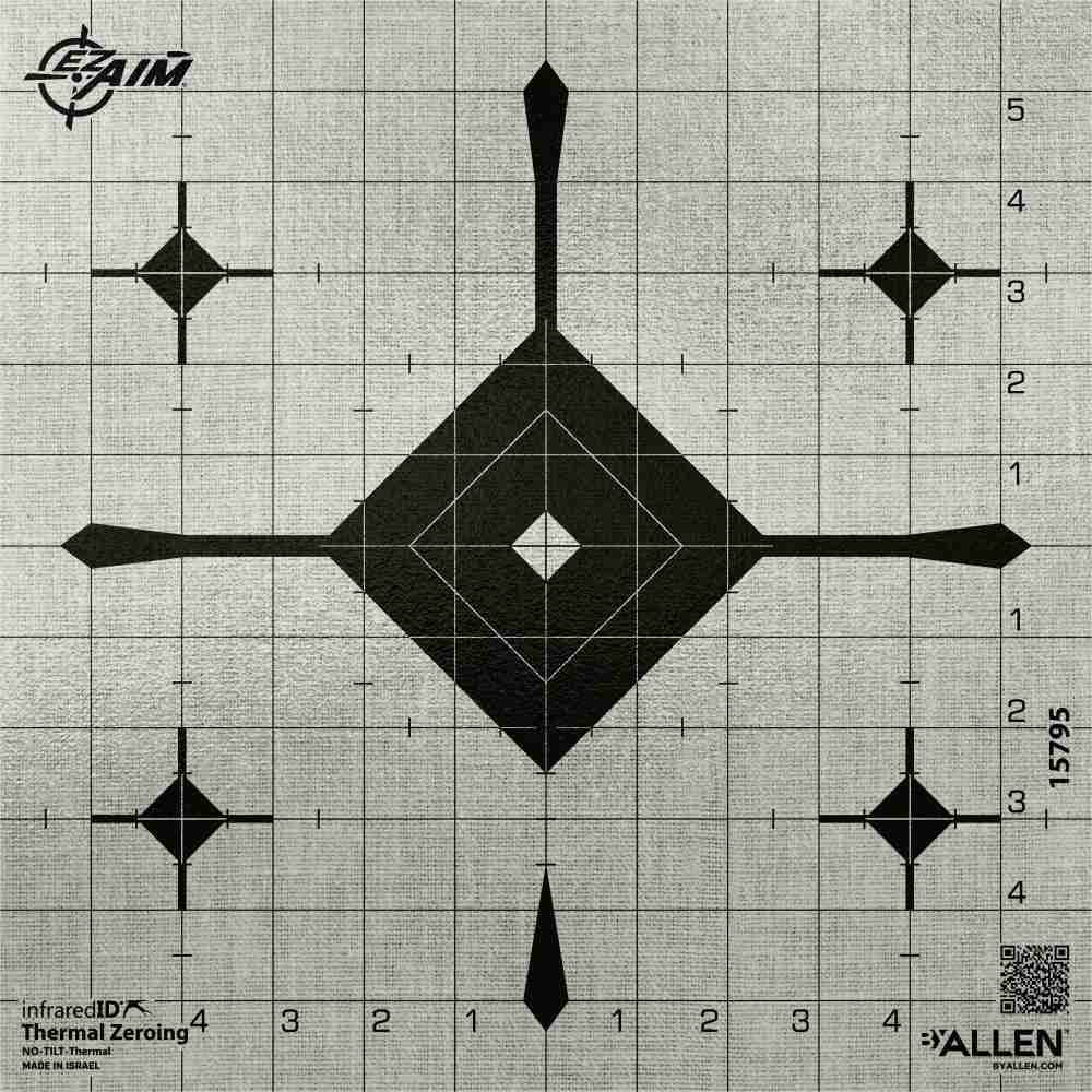 https3A2F2Fmedia.chattanoogashooting.com2Fimages2Fproduct2FAN157952FAN15795.jpg Allen EZ Aim Thermal ID Grid Bullseye Paper Target 12" x 12" - Gray - Image 1