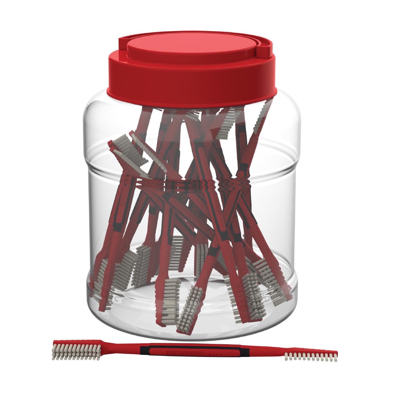 https3A2F2Fmedia.chattanoogashooting.com2Fimages2Fproduct2FBANYLBRSH25PK2FBANYLBRSH25PK.jpg Birchwood Casey Dual Nylon Brushes in Plastic Tub 25/ct - Image 1