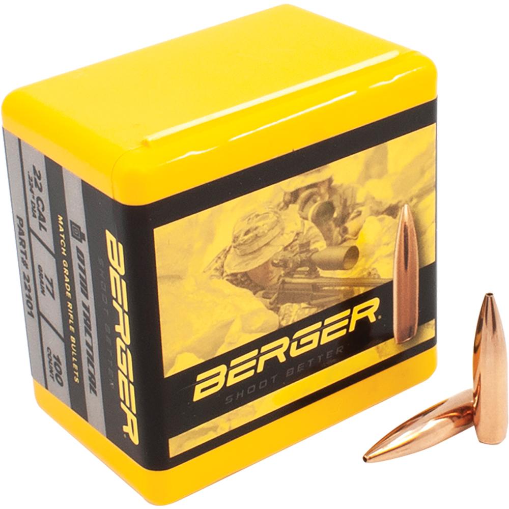 https3A2F2Fmedia.chattanoogashooting.com2Fimages2Fproduct2FBB221012FBB22101_1.jpg Berger OTM Tactical Rifle Bullets .22 cal .224" 77 gr HPBT 100/ct - Image 1