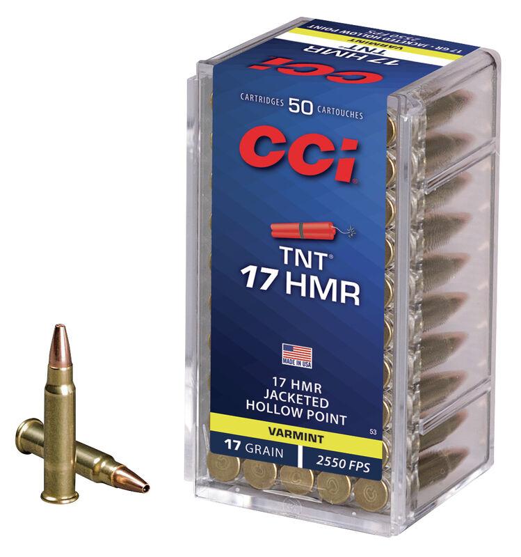 https3A2F2Fmedia.chattanoogashooting.com2Fimages2Fproduct2FCC0053C2FCC0053_1.jpg CCI TNT Rimfire Ammunition .17 HMR 17 gr TNT JHP 2550 fps 2000/ct Case (40-50/ct Boxes) - Image 1