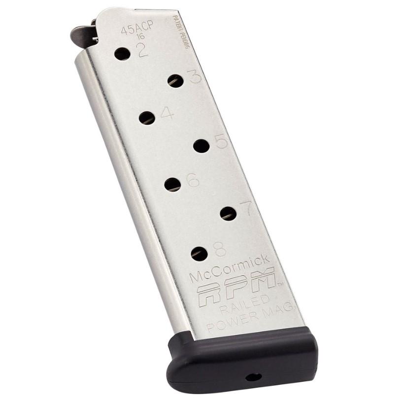https3A2F2Fmedia.chattanoogashooting.com2Fimages2Fproduct2FCFMRPM45FS82FCFMRPM45FS8_1.jpg Chip McCormick Railed Power Handgun Magazine Stainless (RPM) .45 ACP 8/rd - Image 1