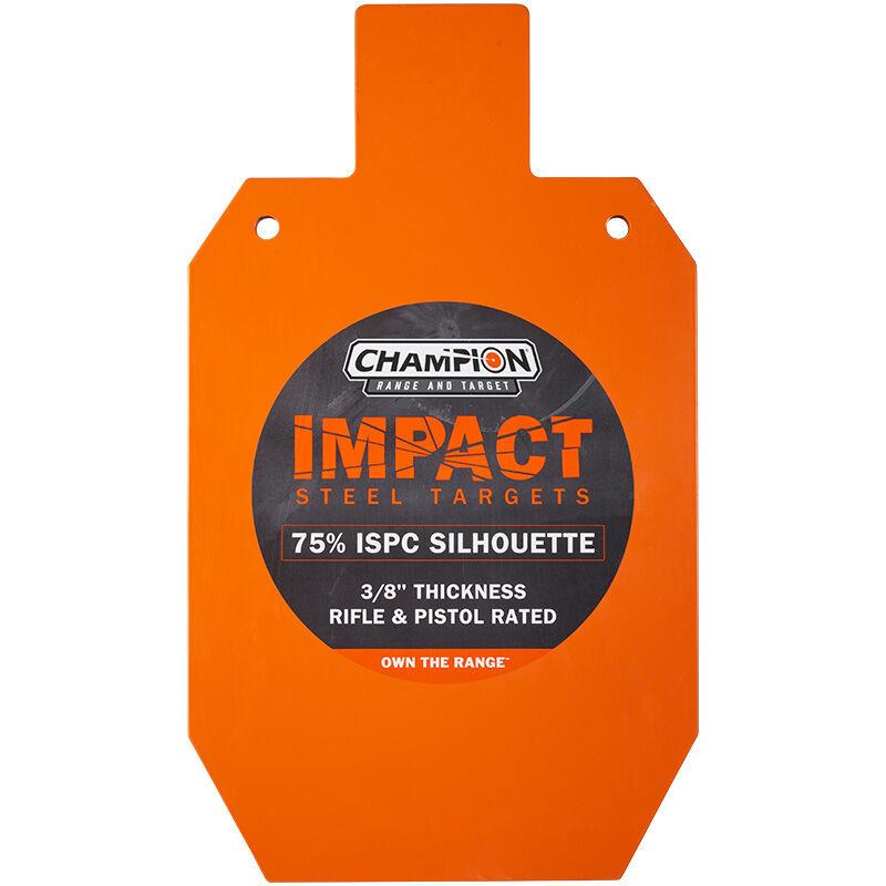 https3A2F2Fmedia.chattanoogashooting.com2Fimages2Fproduct2FCM44922C2FCM44922C-1.jpg Champion Impact Steel Silhouette Target 75% IPSC Rifle Rated Orange - Image 1