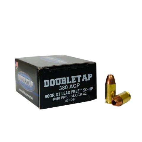 https3A2F2Fmedia.chattanoogashooting.com2Fimages2Fproduct2FDT380A80X2FDT380A80X.jpg Double Tap DT Lead Free Handgun Ammunition .380 Auto 80gr SC-HP 1145 fps 20/ct - Image 1