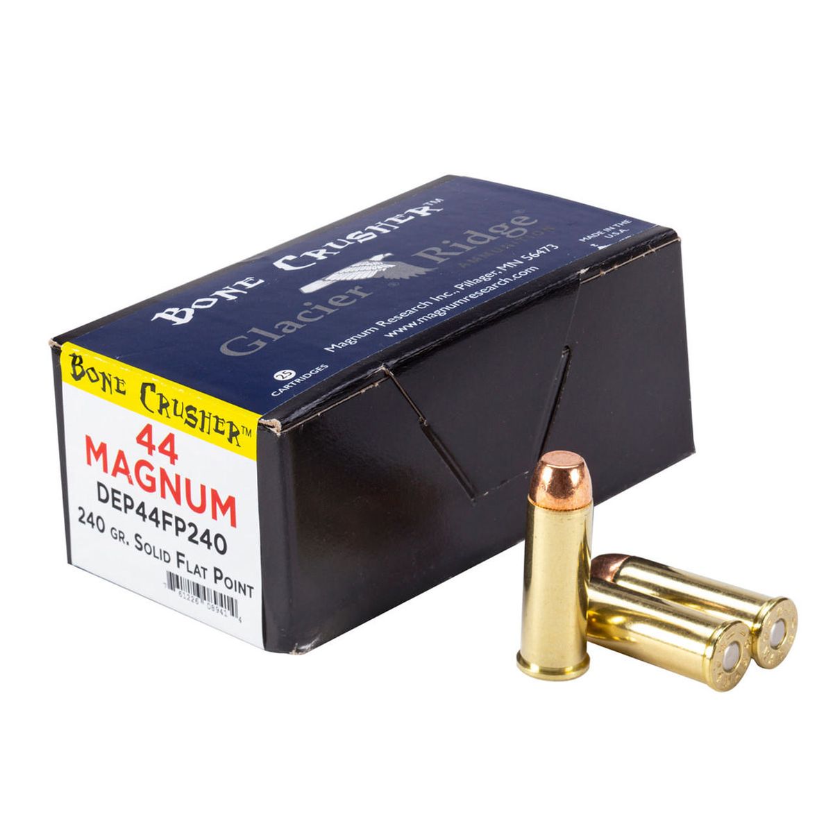 https3A2F2Fmedia.chattanoogashooting.com2Fimages2Fproduct2FDXDEP44FP2402FDXDEP44FP240_1.jpg Magnum Research Desert Eagles Bone Crusher Handgun Ammunition .44 Rem Mag 240gr FP 25/ct - Image 1