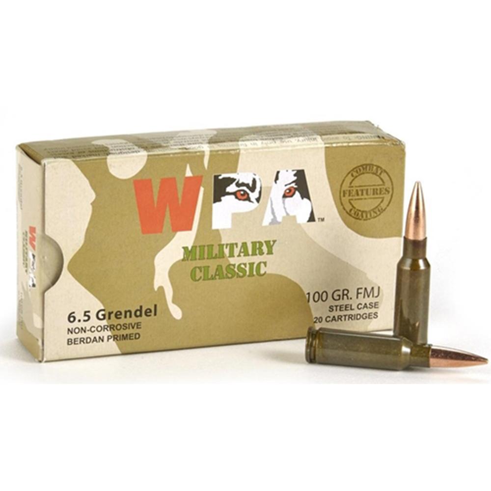 https3A2F2Fmedia.chattanoogashooting.com2Fimages2Fproduct2FDZMC65GRENFMJ2FDZMC65GRENFMJ-1.jpg Wolf Military Classic Rifle Ammunition 6.5 Grendel 100gr FMJ 2690 fps 20/ct - Image 1