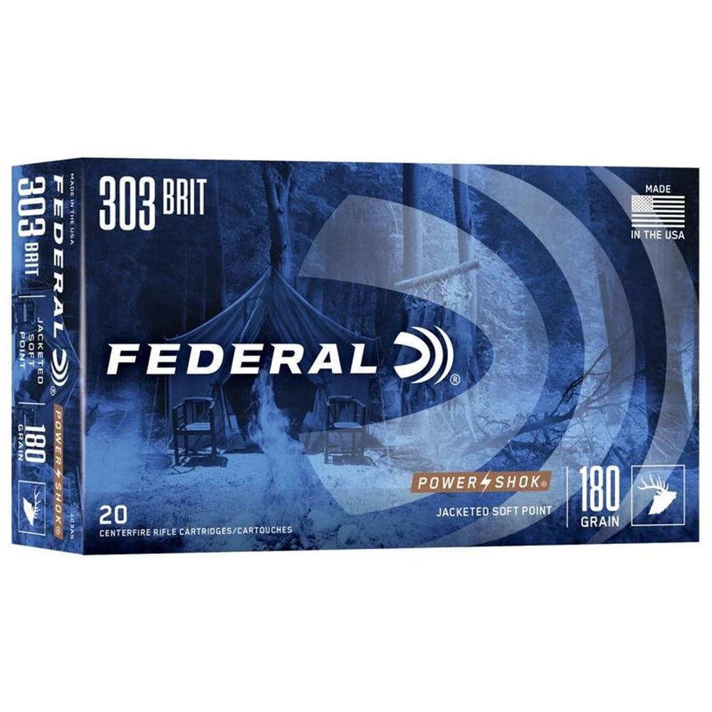 https3A2F2Fmedia.chattanoogashooting.com2Fimages2Fproduct2FFA303AS2FFA303AS-1.jpg Federal Power-Shok Rifle Ammunition .303 British 180 gr SP 2640 fps - 20/ct - Image 1