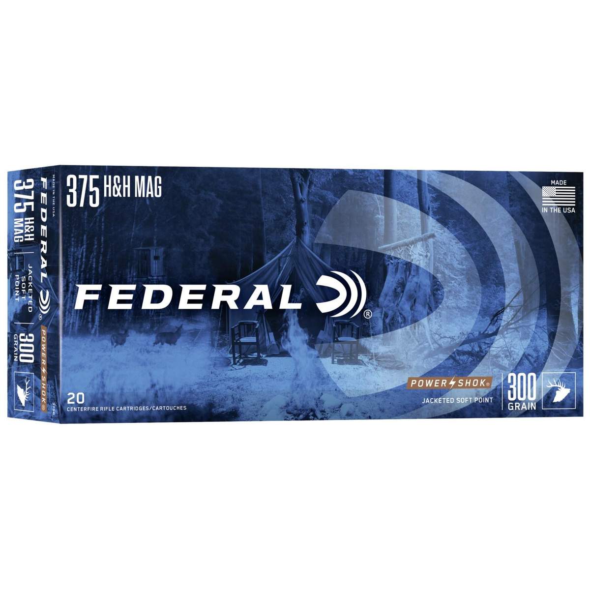 https3A2F2Fmedia.chattanoogashooting.com2Fimages2Fproduct2FFA375B2FFA375B_1.jpg Federal Power-Shok Rifle Ammunition .375 H&H 300 gr SP 2530 fps - 20/ct - Image 1