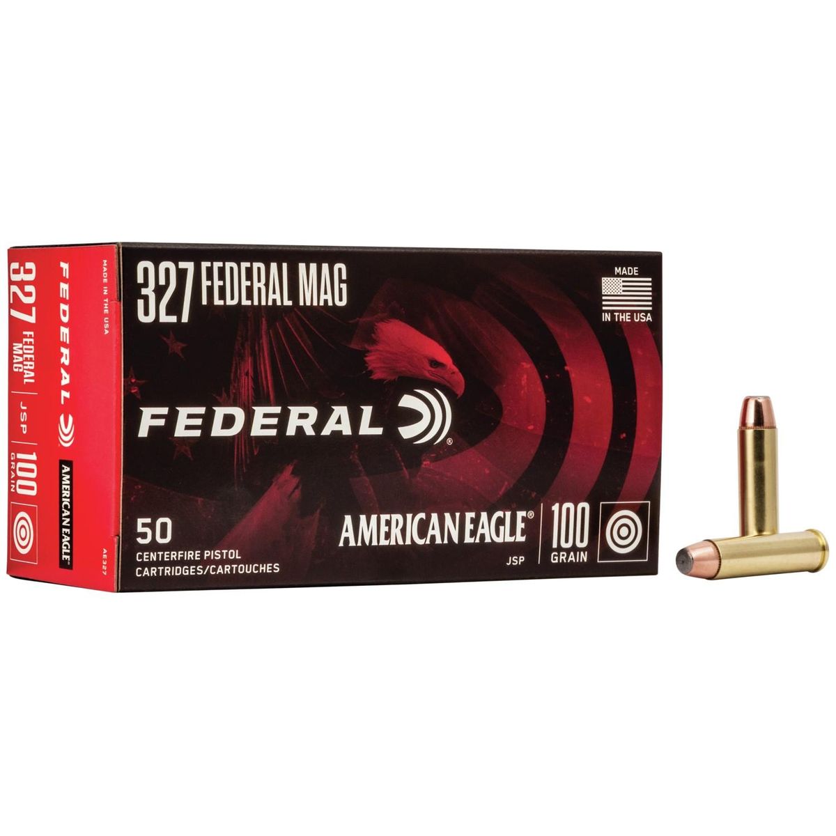 https3A2F2Fmedia.chattanoogashooting.com2Fimages2Fproduct2FFAAE3272FFAAE327_2.jpg American Eagle Handgun Ammunition .327 Mag 100 gr SP 1500 fps 50/box - Image 1