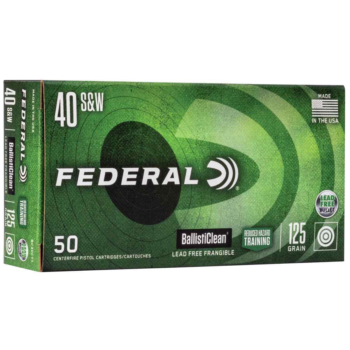 https3A2F2Fmedia.chattanoogashooting.com2Fimages2Fproduct2FFABC40CT12FFABC40CT1.jpg Federal Ballisticlean Frangible Handgun Ammunition .40 S&W 125gr RHT 1300 fps 50/ct - Image 1