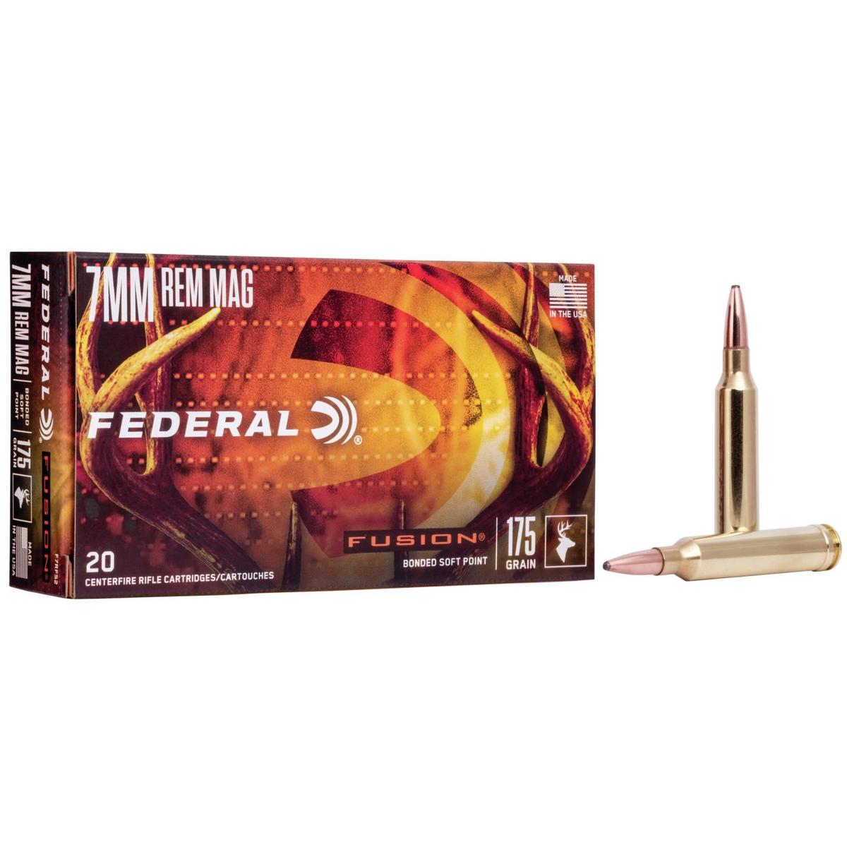 https3A2F2Fmedia.chattanoogashooting.com2Fimages2Fproduct2FFAF7RFS22FFAF7RFS2_1.jpg Federal Fusion Rifle Ammunition 7mm Rem Mag 175 gr BTSP 2760 fps - 20/ct - Image 1
