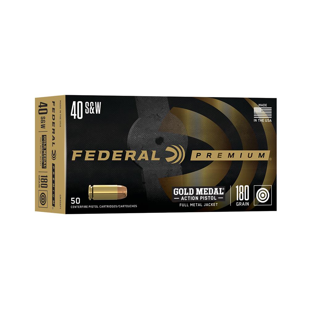 https3A2F2Fmedia.chattanoogashooting.com2Fimages2Fproduct2FFAGM40AP12FFAGM40AP.jpg Federal Gold Medal Action Pistol .40 S&W 180gr FMJ 950 fps 50/ct - Image 1