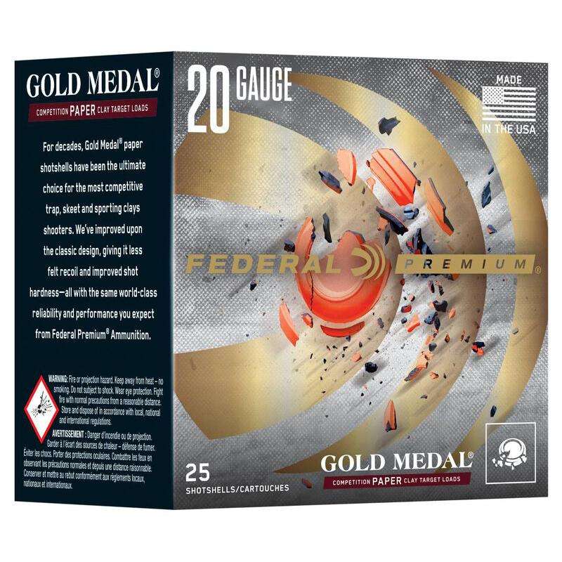 https3A2F2Fmedia.chattanoogashooting.com2Fimages2Fproduct2FFAGMT224752FFAGMT224751.jpg Federal Gold Medal Paper Shotshells 20ga 2-3/4" 7/8oz 1250 fps #7.5 25/ct - Image 1