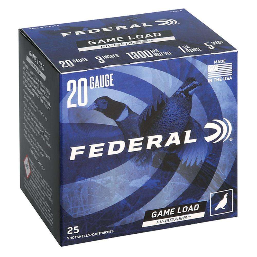 https3A2F2Fmedia.chattanoogashooting.com2Fimages2Fproduct2FFAH25852FFAH2585.jpg Federal Game-Shok Upland Game Hi Brass Load Shotshells 20 ga 3" 1-1/4 oz 1300 fps #5 25/ct - Image 1