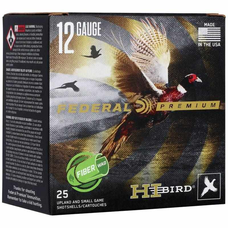 https3A2F2Fmedia.chattanoogashooting.com2Fimages2Fproduct2FFAHVF12HW42FFAHVF12HW4.jpg Federal Hi-Bird Fiber Wad Shotshells 12ga 2-3/4" 1-1/4oz 1330fps #4 25/ct - Image 1