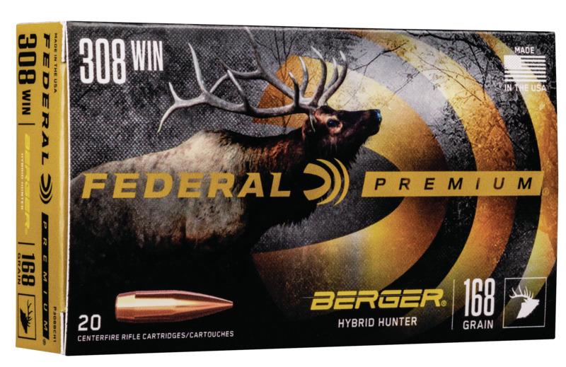 https3A2F2Fmedia.chattanoogashooting.com2Fimages2Fproduct2FFAP308BCH12FFAP308BCH1.jpg Federal Classic Hunter Berger Hybrid Rifle Ammunition .308 Win 168 gr BTHP 2800 fps 20/ct - Image 1
