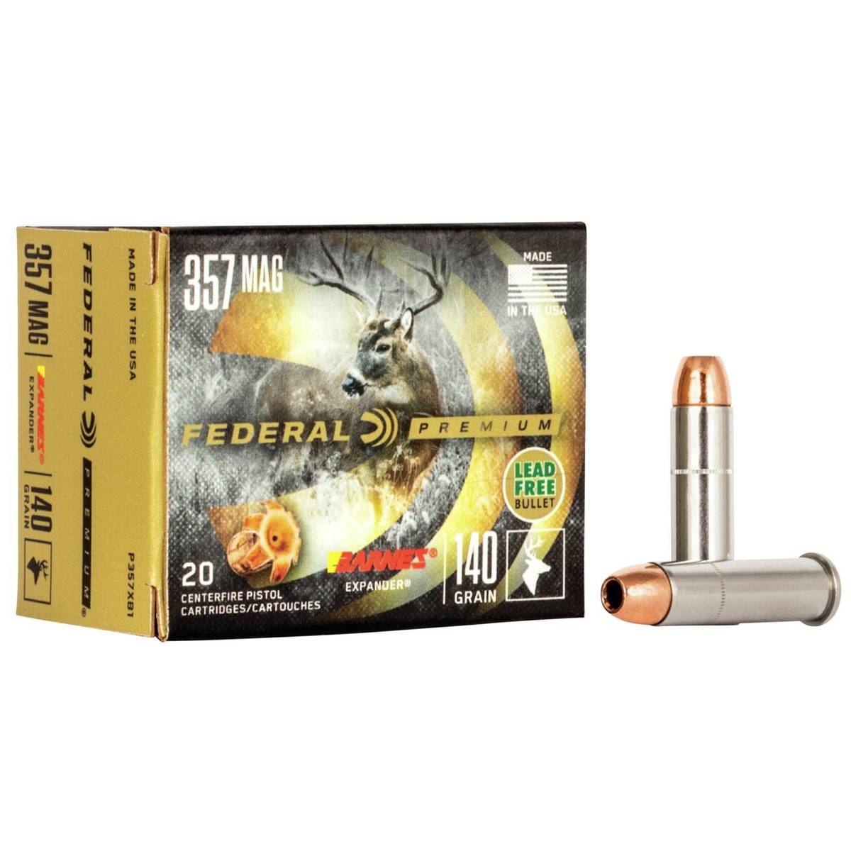 https3A2F2Fmedia.chattanoogashooting.com2Fimages2Fproduct2FFAP357XB12FFAP357XB1_1.jpg Federal Premium Vital-Shok Handgun Ammunition .357 Mag 140 gr BXP 1400 fps 20/box - Image 1