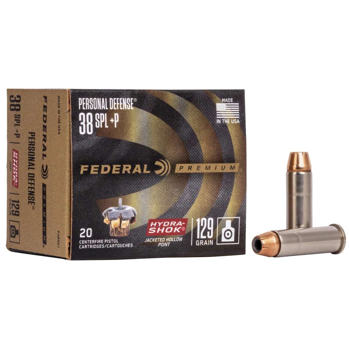 https3A2F2Fmedia.chattanoogashooting.com2Fimages2Fproduct2FFAP38HS12FFAP38HS1_1.jpg Federal Premuim Personal Defense Handgun Ammunition .38 Spl (+P) 129 gr JHP 950 fps 20/box - Image 1