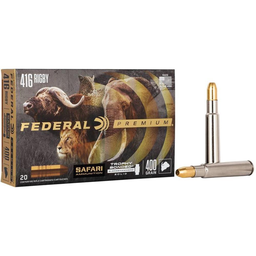 https3A2F2Fmedia.chattanoogashooting.com2Fimages2Fproduct2FFAP416T22FFAP416T2-1.jpg Federal Premium Cape-Shok Rifle Ammunition .416 Rigby 400 gr TBSS 2370 fps - 20/ct - Image 1