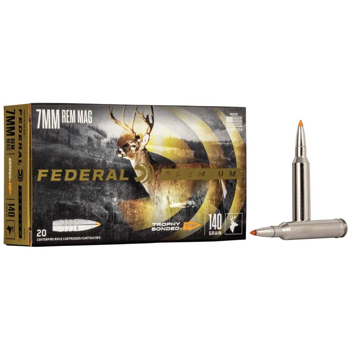 https3A2F2Fmedia.chattanoogashooting.com2Fimages2Fproduct2FFAP7RTT22FFAP7RTT2_1.jpg Federal Premium Vital-Shok Rifle Ammunition 7mm Rem Mag 140 gr TBT 3150 fps - 20/ct - Image 1