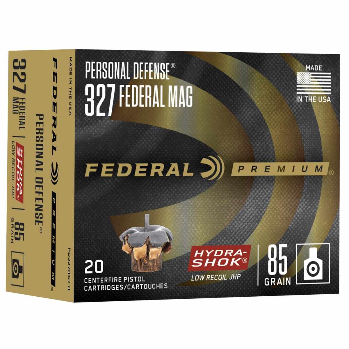 https3A2F2Fmedia.chattanoogashooting.com2Fimages2Fproduct2FFAPD327HS1H2FFAPD327HS1H_1.jpg Federal Premuim Personal Defense Handgun Ammunition .327 Mag 85 gr JHP 1400 fps 20/box - Image 1