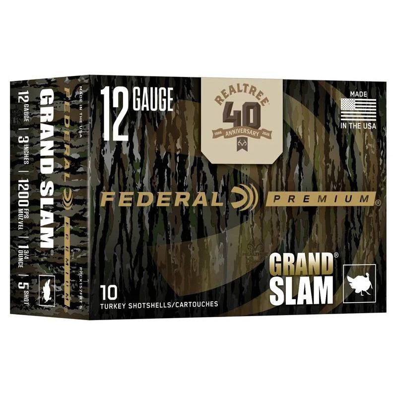 https3A2F2Fmedia.chattanoogashooting.com2Fimages2Fproduct2FFAPFCX157FRT52FFAPFCX157FRT51.jpg Federal Grand Slam Realtree 40th Anniversary Shotshells 12ga 3" 1-3/4oz 1200 fps #5 10/ct - Image 1