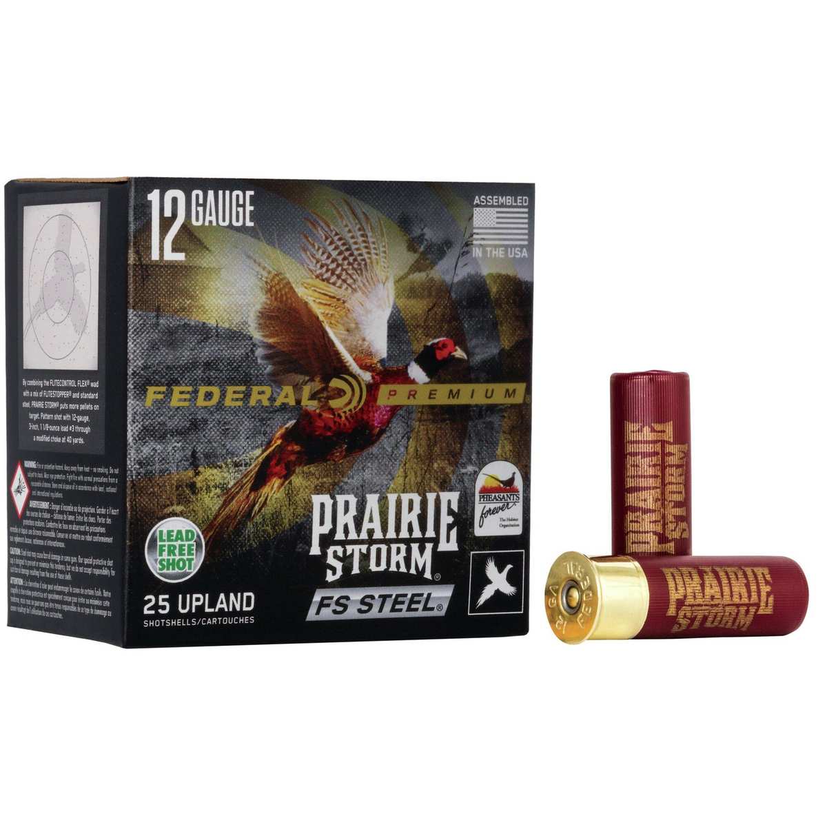 https3A2F2Fmedia.chattanoogashooting.com2Fimages2Fproduct2FFAPFSX143FS42FFAPFSX143FS4.jpg Federal Prairie Storm FS Steel Shotshells 12 ga 3" 1-1/8oz 1350 fps #4 25/ct - Image 1