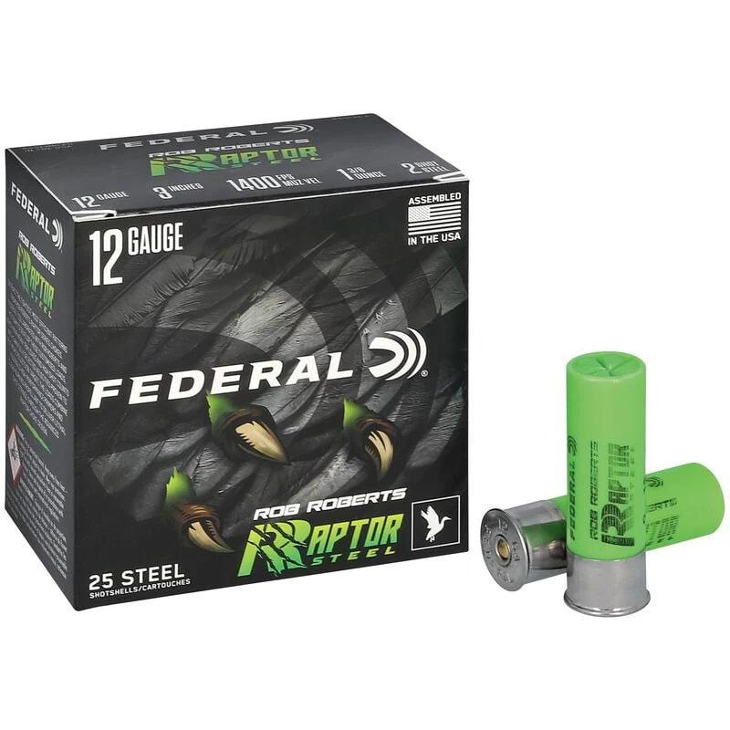 https3A2F2Fmedia.chattanoogashooting.com2Fimages2Fproduct2FFARRS13822FFARRS13821.jpg Federal Rob Roberts Raptor Steel Shotshells 12ga 3" 1-3/8oz 1400 fps #2 25/ct - Image 1