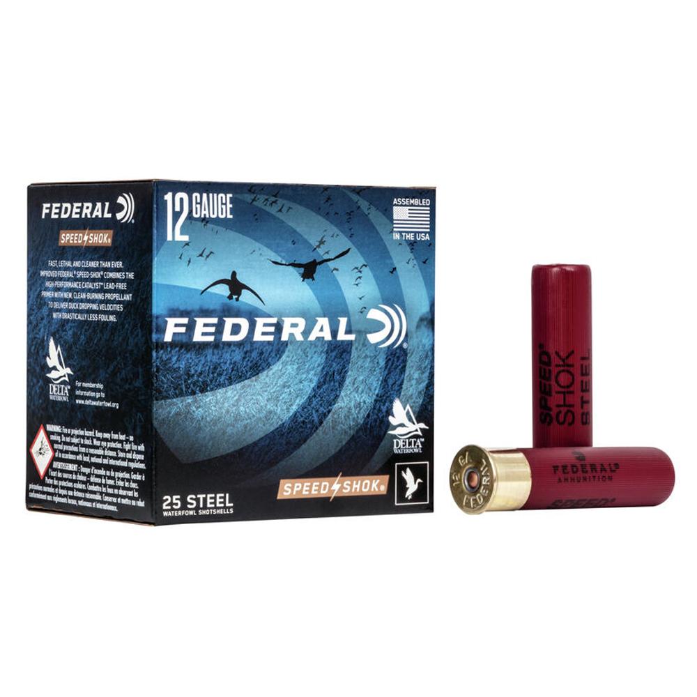https3A2F2Fmedia.chattanoogashooting.com2Fimages2Fproduct2FFAWF133T2FFAWF133T.jpg FEDERAL SPEED-SHOK HIGH VELOCITY STEEL 12GA 3-1/2" 1-3/8OZ T AMMO 25RD - Image 1