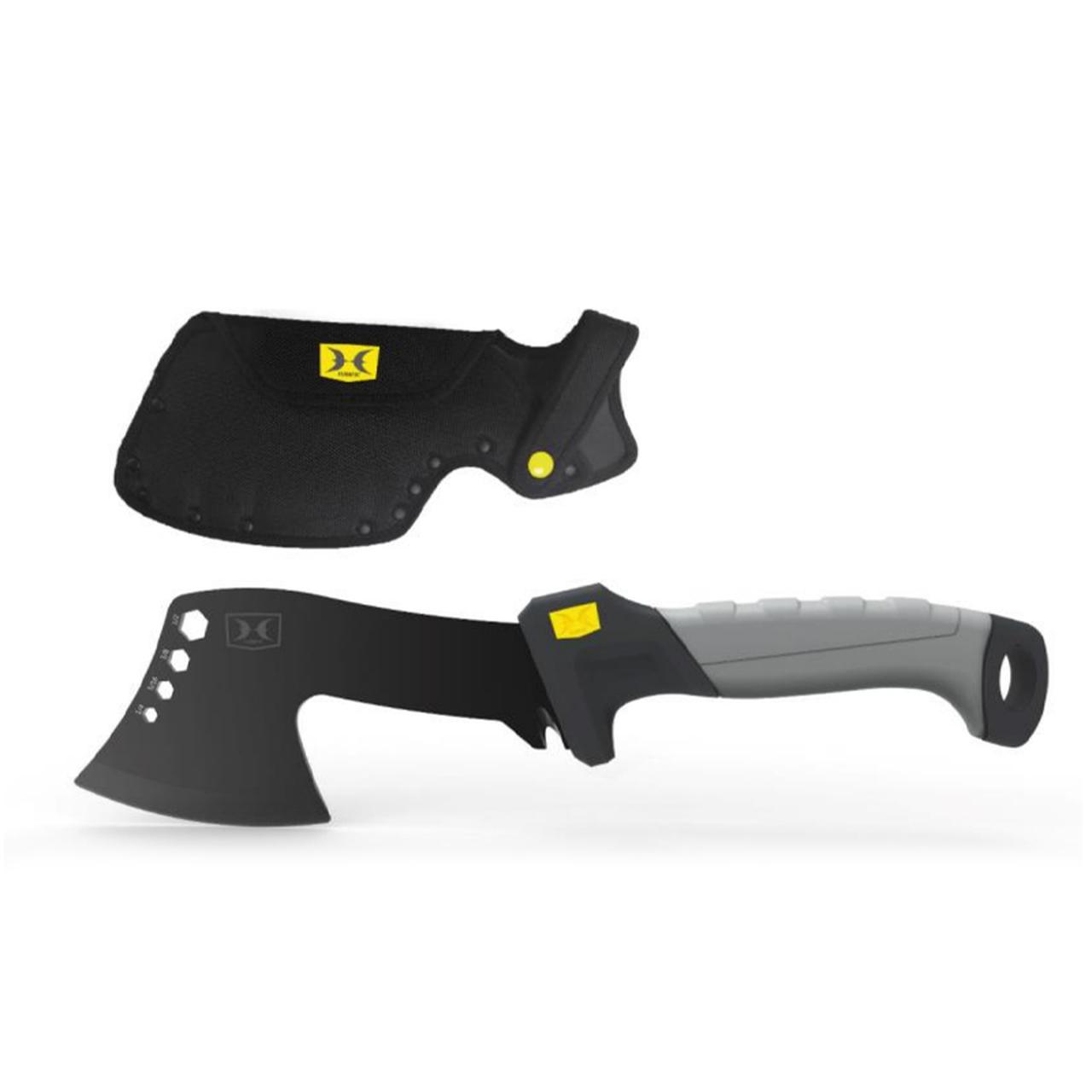 https3A2F2Fmedia.chattanoogashooting.com2Fimages2Fproduct2FGMHWKHATCH2FHWK-HATCH.jpg Hawk Hatchet 9 1/2" Full Length Black and Grey - Image 1