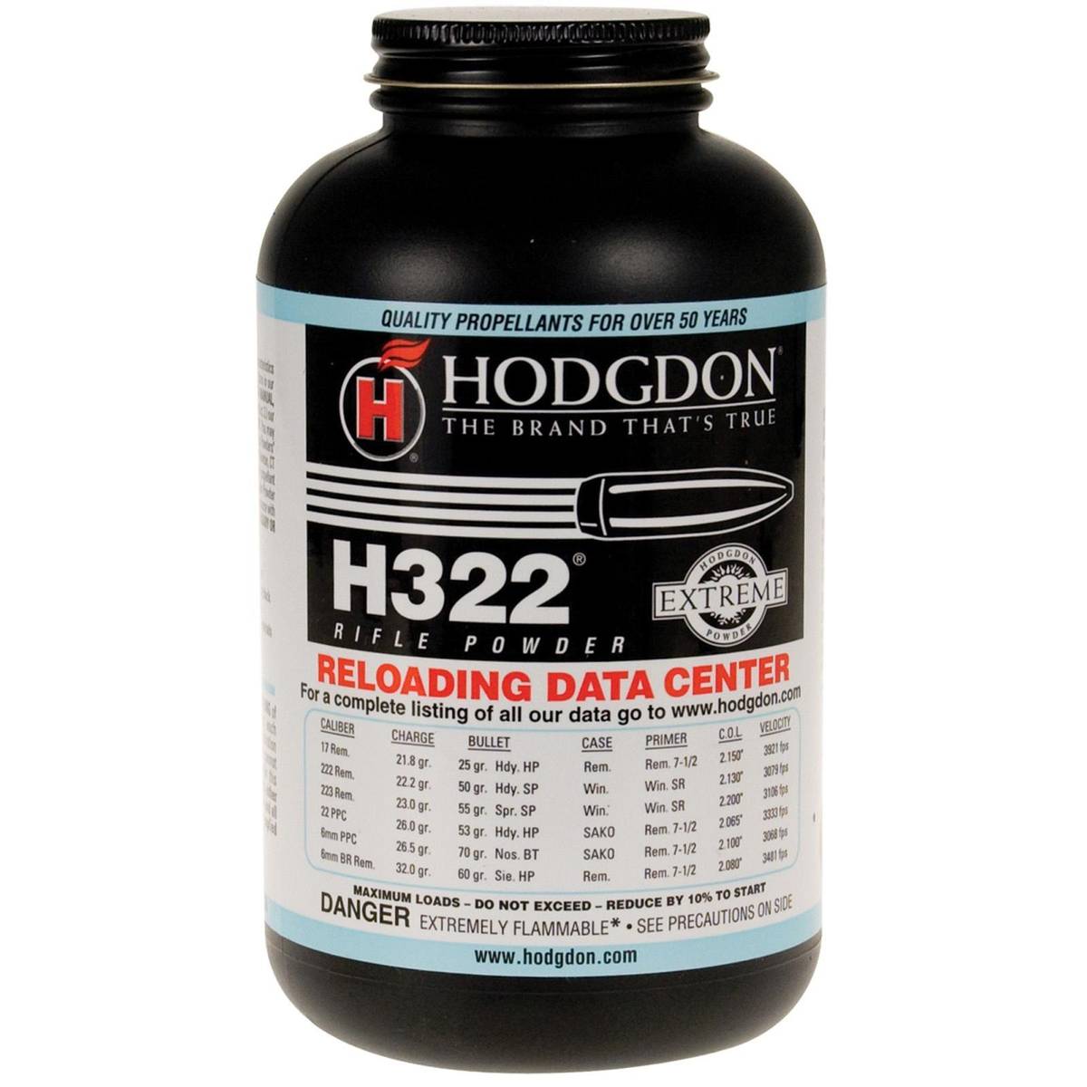 https3A2F2Fmedia.chattanoogashooting.com2Fimages2Fproduct2FHDH32212FHDH3221.jpg Hodgdon Extreme H322 Rifle Powder 1 lbs - Image 1