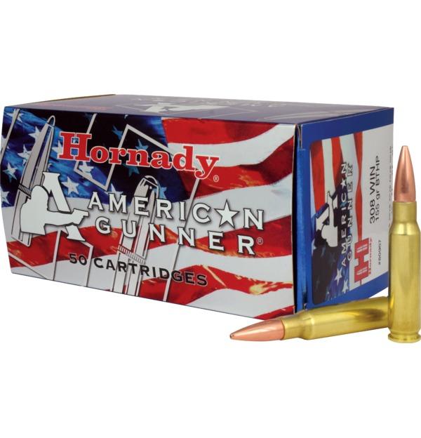 https3A2F2Fmedia.chattanoogashooting.com2Fimages2Fproduct2FHO809672FHO80967.jpg Hornady American Gunner Bulk Rifle Ammuntiton .308 Win 155 gr HP 50/ct - Image 1