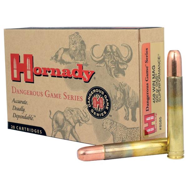 https3A2F2Fmedia.chattanoogashooting.com2Fimages2Fproduct2FHO85852FHO8585-1.jpg Hornady Dangerous Game Series Rifle Ammunition .458 Win Mag 500 gr DGS 2140 fps - 20/box - Image 1